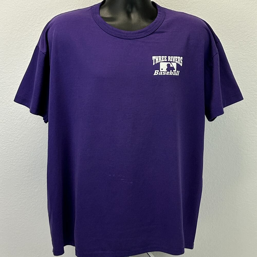 Vintage 90s Three Rivers Baseball T Shirt XL X-Large Short Sleeve USA Purple Tee